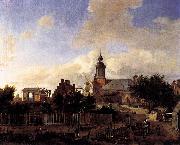 Jan van der Heyden Street before Haarlem Tower oil